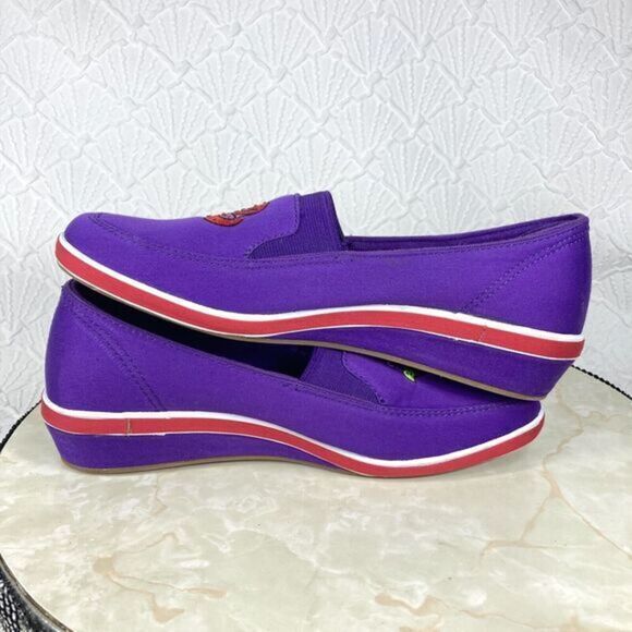 Grasshoppers Loafers Women Size 8.5 Purple Special Red Hat Society Slip On Shoes - Picture 10 of 13